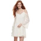 Juniors' Love, Fire Lace Cold-shoulder Shift Dress, Teens, Size: Xs, White