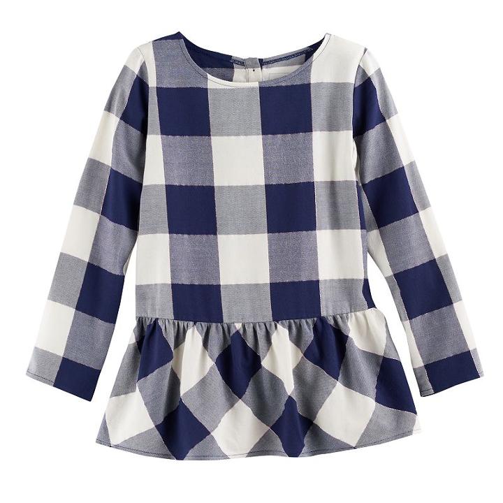 Girls 4-12 Sonoma Goods For Life&trade; Back-button Peplum Top, Size: 8, Blue