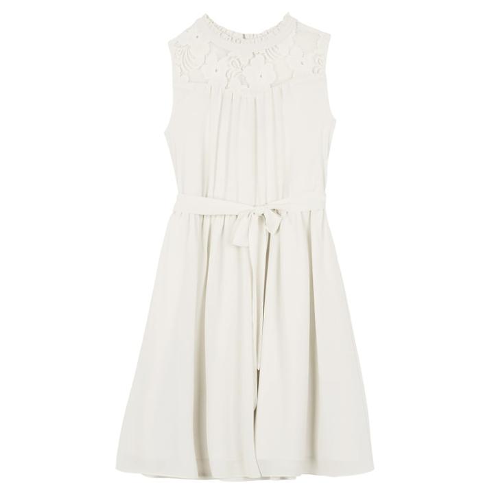 Girls 7-16 Iz Amy Byer Georgette Lace Yoke A-line Dress, Size: 12, White