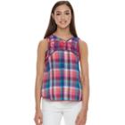 Juniors' So&reg; Embroidered Pom-pom Hem Tank, Teens, Size: Large, Purple