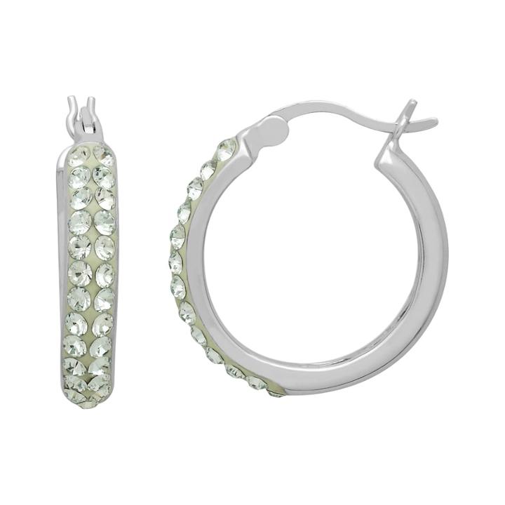 Artistique Sterling Silver Crystal Hoop Earrings - Made With Swarovski Crystals, Women's, Green