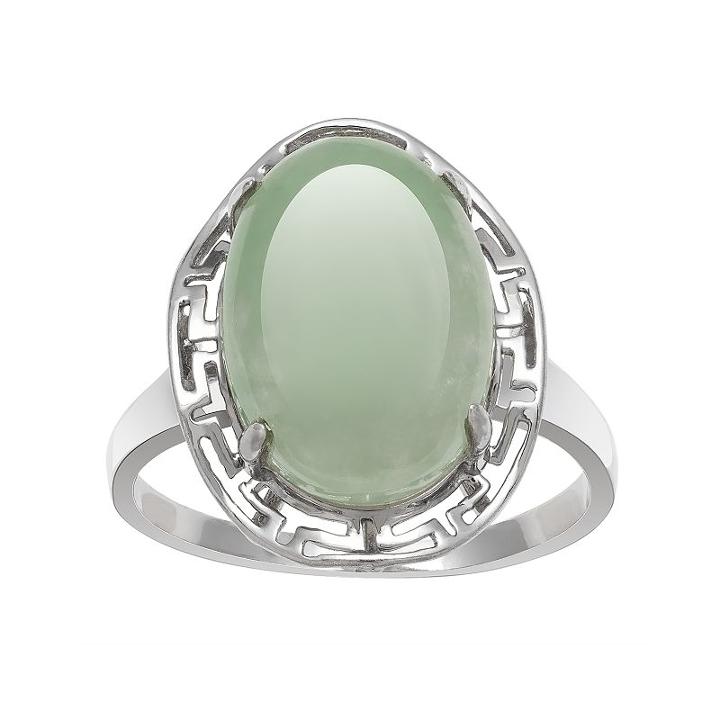 Sterling Silver Jade Greek Key Ring, Women's, Size: 7, Green