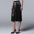 Women's Simply Vera Vera Wang Pleated Shine Skirt, Size: Medium, Dark Grey