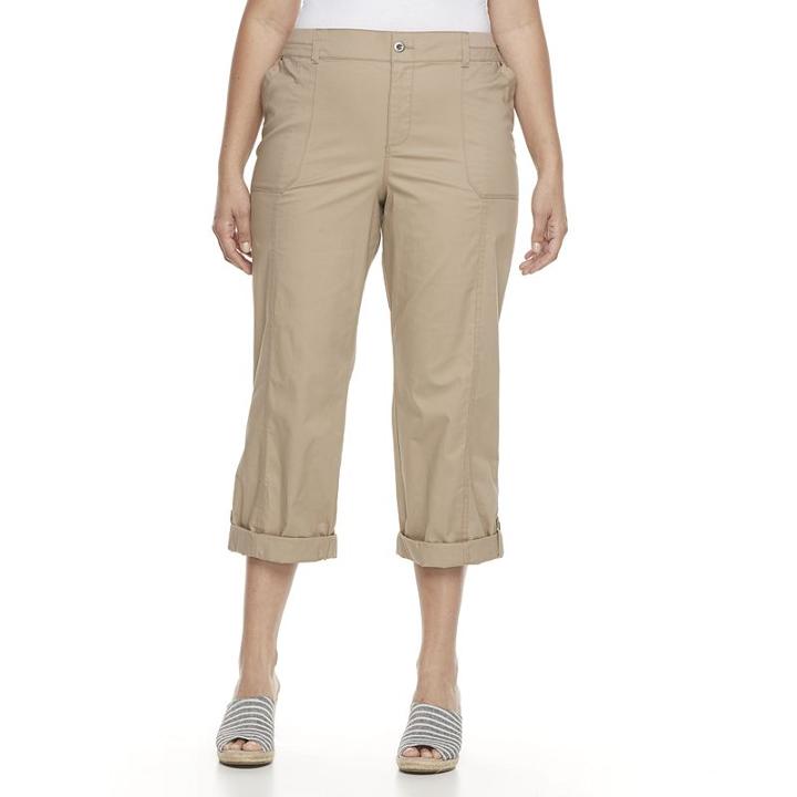 Plus Size Croft & Barrow&reg; Cuffed Twill Pants, Women's, Size: 22 W, Med Beige