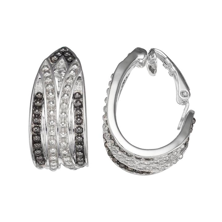 Dana Buchman Black Bead J-hoop Clip-on Earrings, Women's, Multicolor