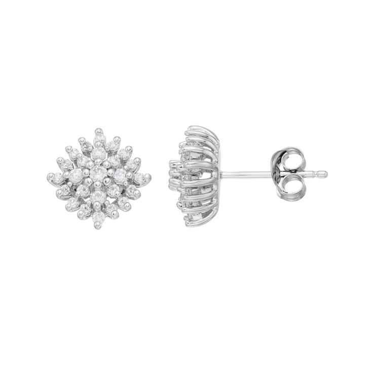 Simply Vera Vera Wang Sterling Silver 1/2 Carat T.w. Diamond Cluster Stud Earrings, Women's, White