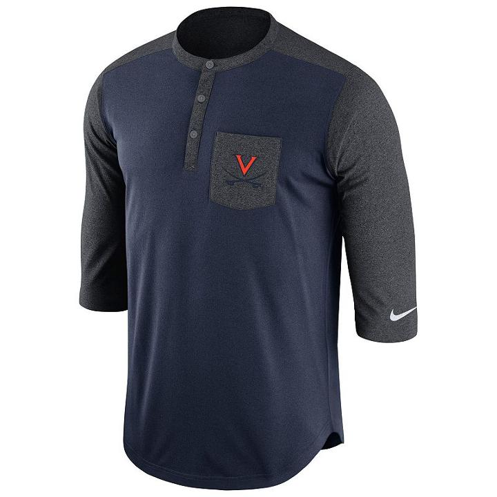 Men's Nike Virginia Cavaliers Dri-fit Touch Henley, Size: Xxl, Ovrfl Oth