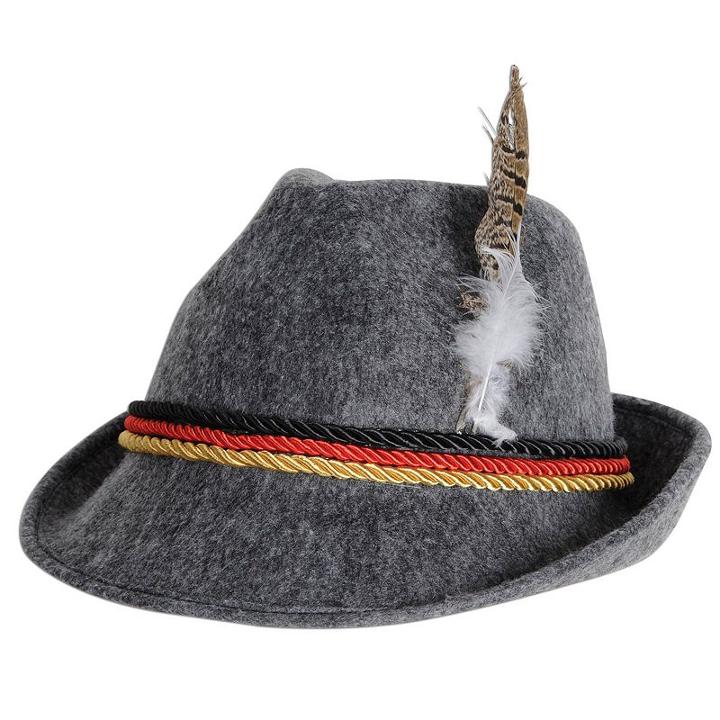 Adult Lederhosen Costume Fedora, Adult Unisex, Grey
