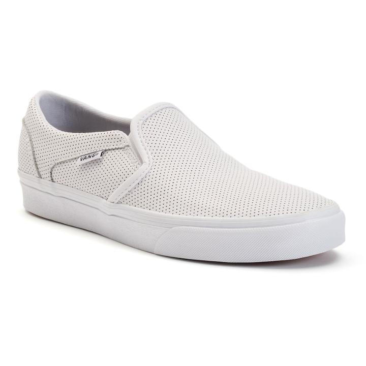 Vans Asher Women's Perforated Slip-on Skate Shoes, Size: Medium (6.5), White