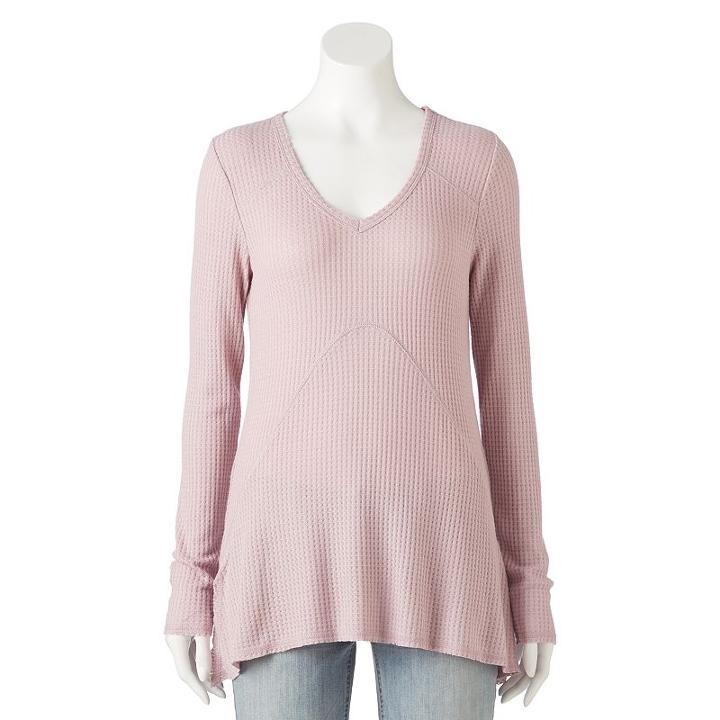 Juniors' Miss Chievous Waffle-knit Long Sleeve Tee, Girl's, Size: Xl, Brt Purple