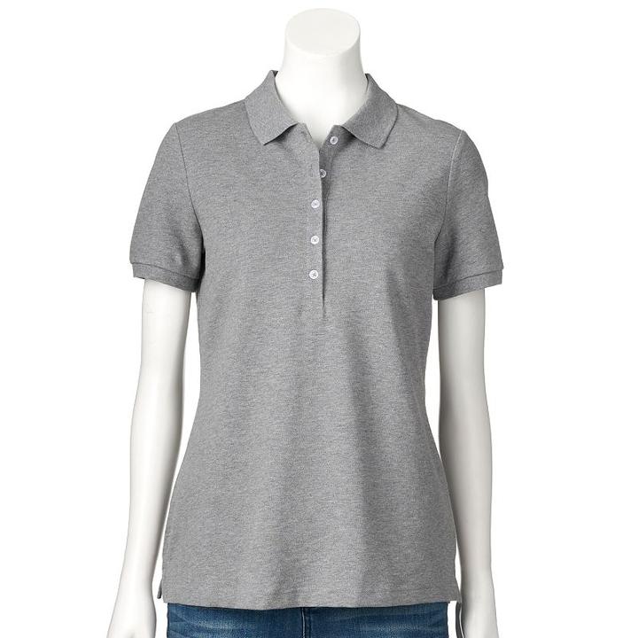 Women's Croft & Barrow&reg; Classic Solid Polo, Size: Xl, Med Grey