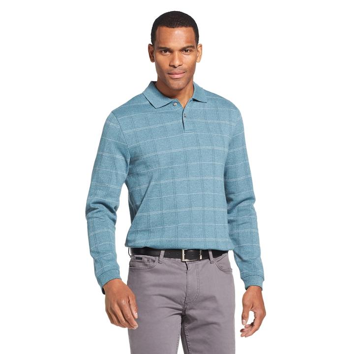 Men's Van Heusen Flex Classic-fit Windowpane Polo, Size: Xxl, Brt Blue