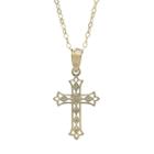 10k Gold Openwork Cross Pendant Necklace, Women's
