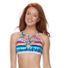 Women's Apt. 9&reg; Striped High-neck Bikini Top, Size: Small, Sunrise Stripe