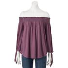 Juniors' Pink Republic Smocked Off The Shoulder Top, Girl's, Size: Medium, Lt Purple