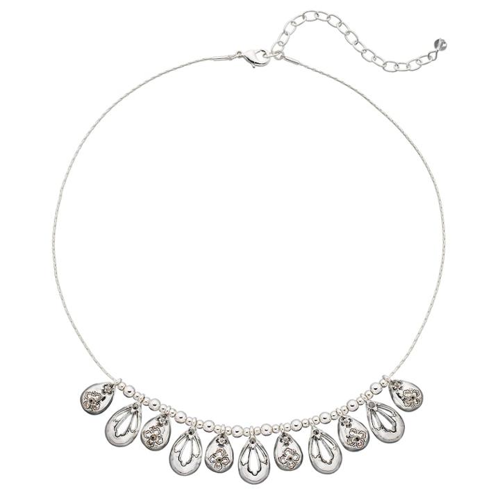 Napier Teardrop Collar Necklace, Women's, Silver