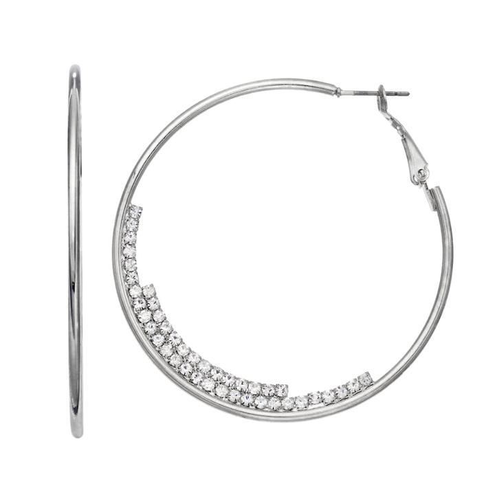 Simply Vera Vera Wang Simulated Crystal Hoop Earrings, Women's, Silver