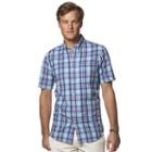 Big & Tall Chaps Classic-fit Plaid Poplin Button-down Shirt, Men's, Size: Xl Tall, Blue