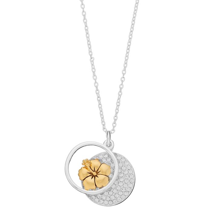 Disney's Lilo & Stitch Two Tone Silver Plated Pendant Necklace, White