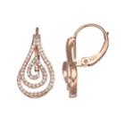 14k Rose Gold Over Silver 1/3 Ct. T.w. Diamond Teardrop Swirl Earrings, Women's, White