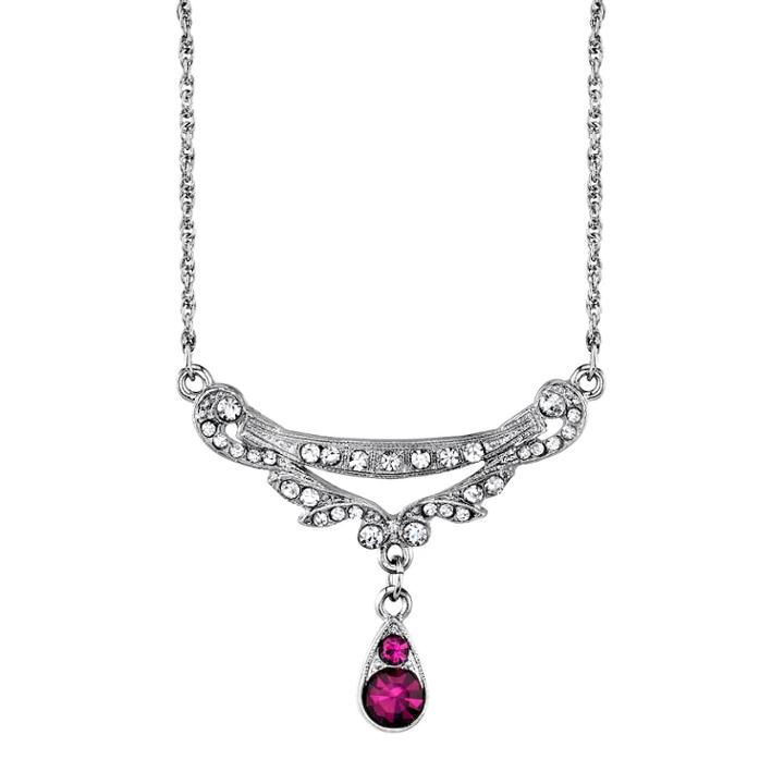 Downton Abbey Purple Simulated Crystal Teardrop Necklace, Women's, Size: 18