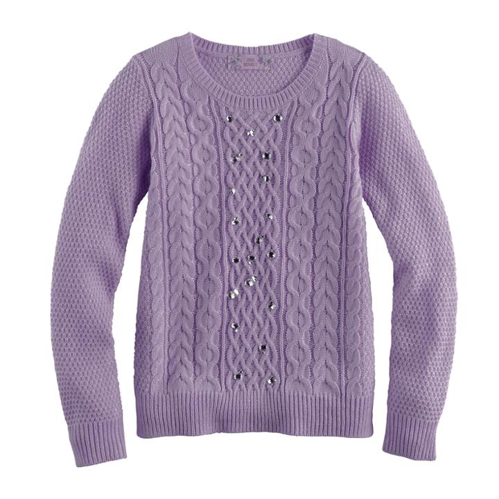 Girls 7-16 & Plus Size Pink Republic Embellished Cable Knit Sweater, Size: Medium, Brt Purple