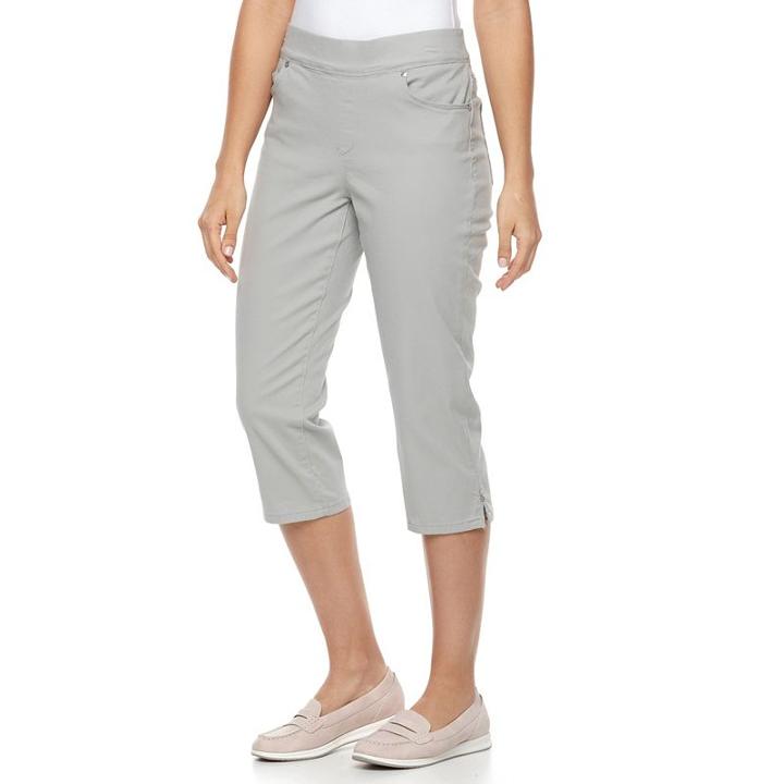 Petite Gloria Vanderbilt Avery Pull-on Capris, Women's, Size: 4 Petite, Silver
