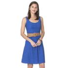 Women's Chaps Jacquard Fit & Flare Dress, Size: 16, Blue