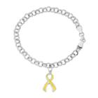 Platinum Over Silver Yellow Ribbon Charm Rolo Bracelet, Women's, Size: 7.25