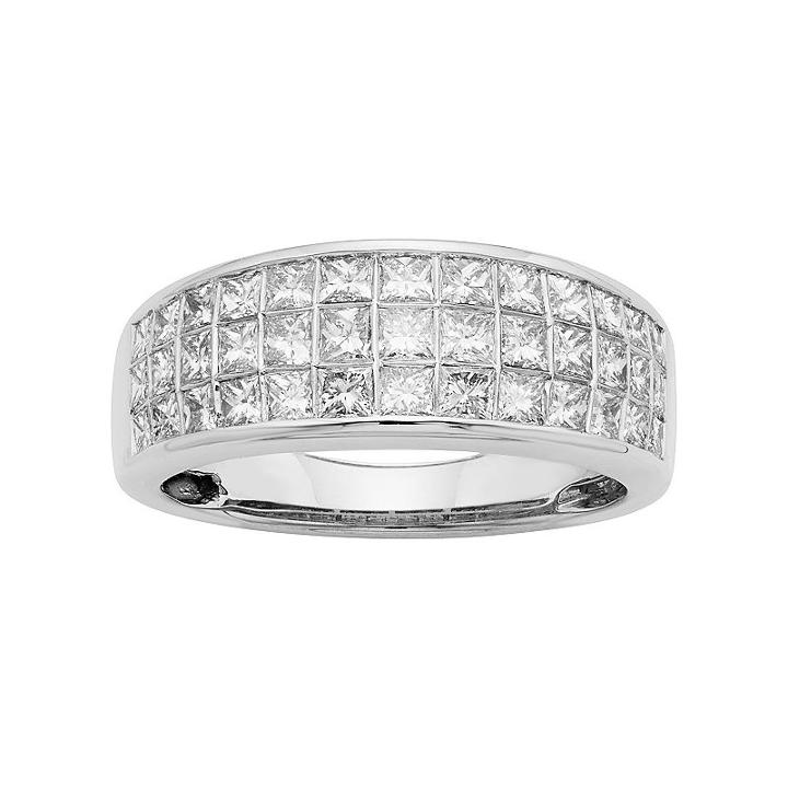 14k Gold Igl Certified 1 1/2 Carat T.w. Diamond Multirow Wedding Ring, Women's, Size: 9.50, White
