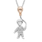 Charming Moments 10k Rose Gold Over Silver 1/10 Carat T.w. Diamond Boy With Balloon Pendant Necklace, Size: 18, White