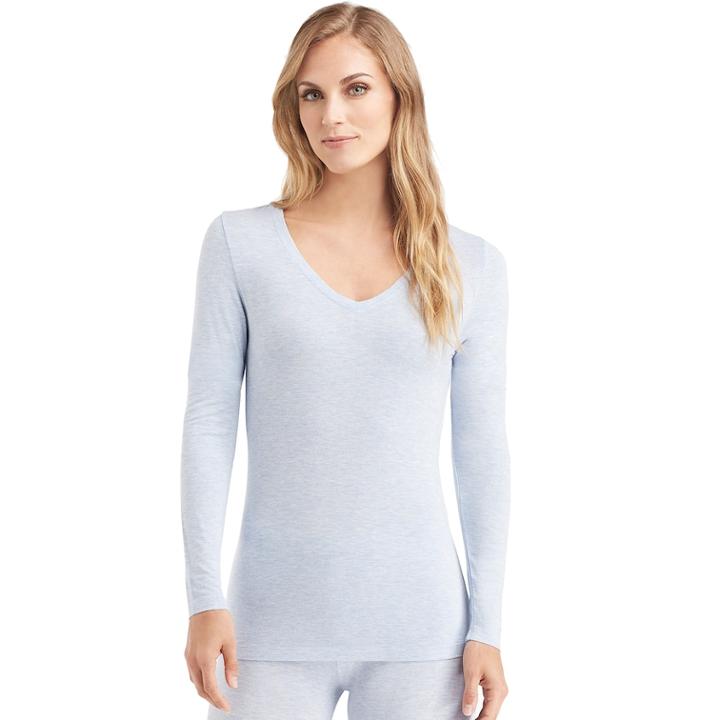 Women's Cuddl Duds Softwear V-neck Top, Size: Small, Med Blue