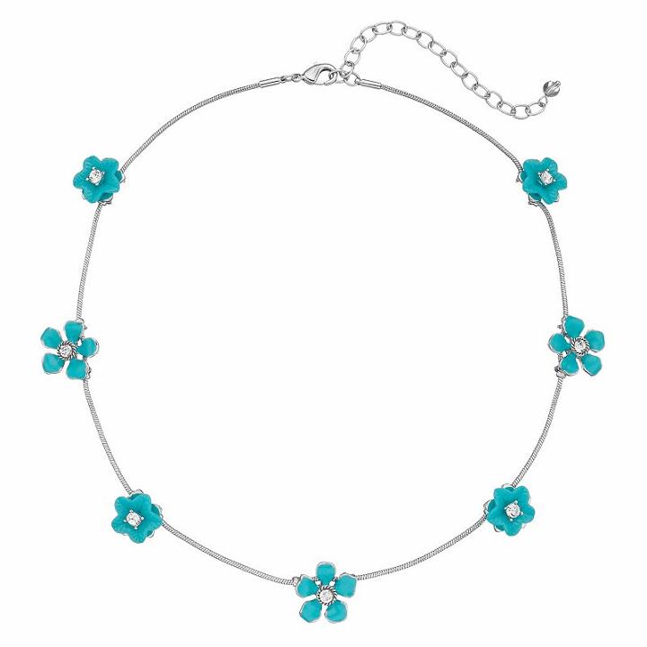Napier Flower Station Necklace, Women's, Blue