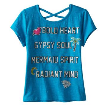 Disney D-signed Pirates Of The Caribbean: Dead Men Tell No Tales Girls 7-16 Criss-cross Back Foil Graphic Tee, Size: Large, Brt Blue