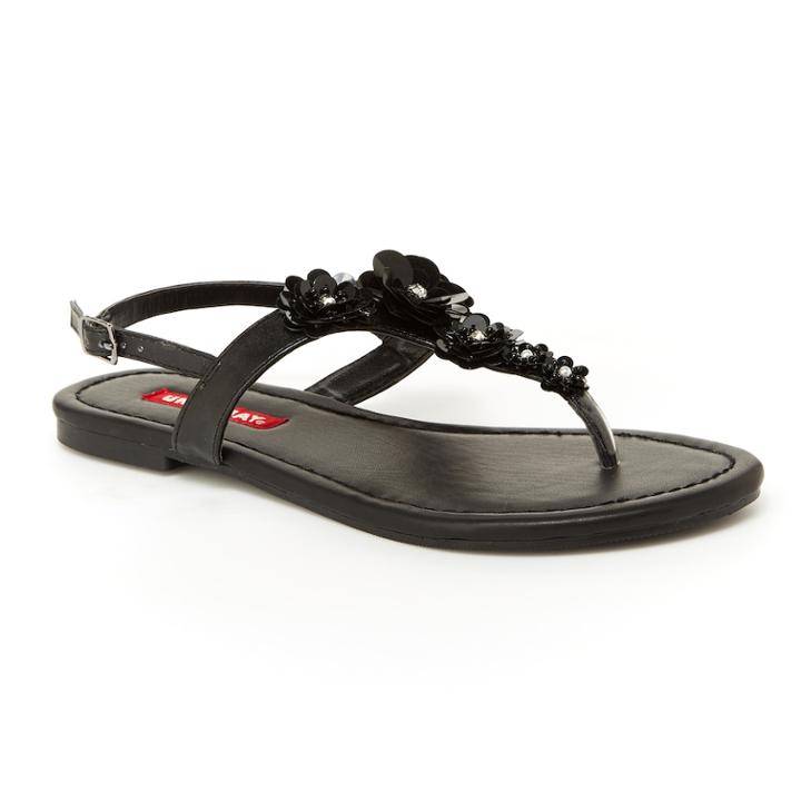 Unionbay Ella Women's Flower T-strap Sandals, Size: 6, Black