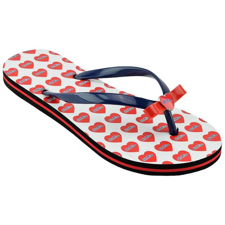 Women's Ole Miss Rebels Bow Flip-flops, Size: Xl, Blue (navy)