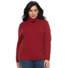Plus Size Croft & Barrow&reg; Turtleneck Sweater, Women's, Size: 4xl, Dark Red