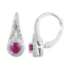 10k White Gold Ruby & 1/4 Carat T.w. Diamond Leverback Earrings, Women's, Red