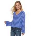 Juniors' Grayson Threads Wrap Front Woven Top, Teens, Size: Large, Med Blue