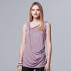 Petite Simply Vera Vera Wang Draped Tank, Women's, Size: Xs Petite, Med Purple