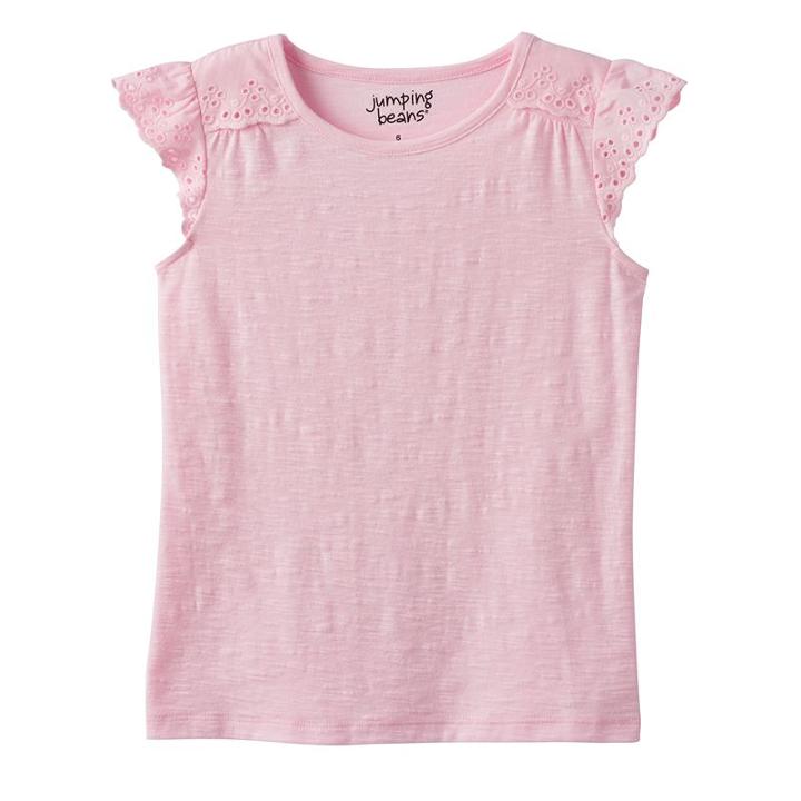 Girls 4-10 Jumping Beans&reg; Eyelet Flutter Tee, Girl's, Size: 7, Brt Pink