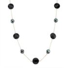 14k Gold Onyx & Hematite Station Necklace, Women's, Size: 18, Black