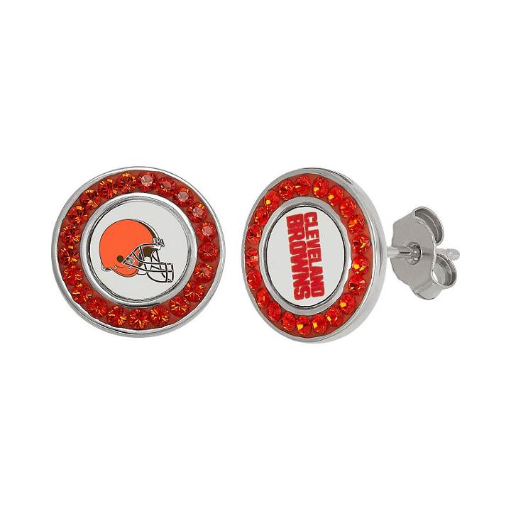 Cleveland Browns Crystal Team Logo Stud Earrings, Women's, Orange