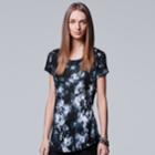 Women's Simply Vera Vera Wang Print Scoopneck Tee, Size: Medium, Dark Blue