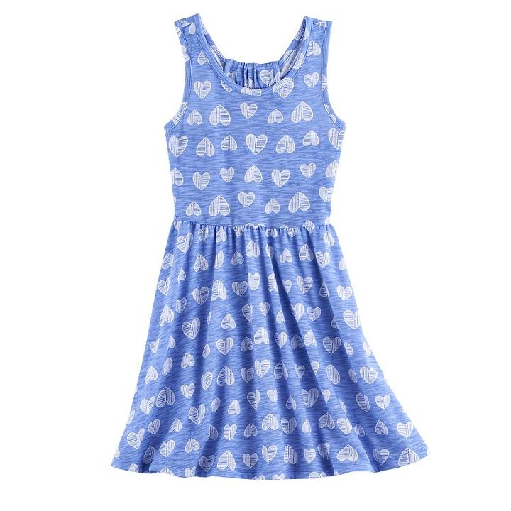 Girls 4-10 Jumping Beans&reg; Patterned Racerback Skater Dress, Size: 8, Blue (navy)