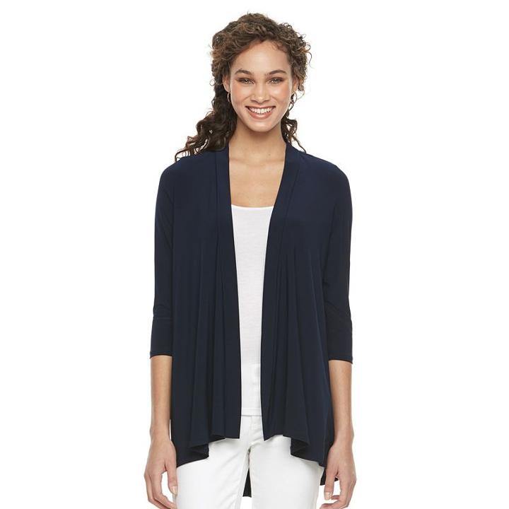 Women's Nina Leonard Godet Cardigan, Size: Large, Blue (navy)