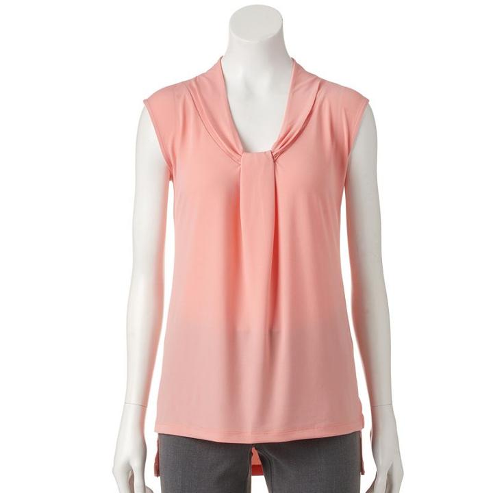 Women's Dana Buchman Print Knot-front Top, Size: Large, Lt Orange