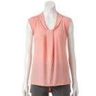 Women's Dana Buchman Print Knot-front Top, Size: Large, Lt Orange
