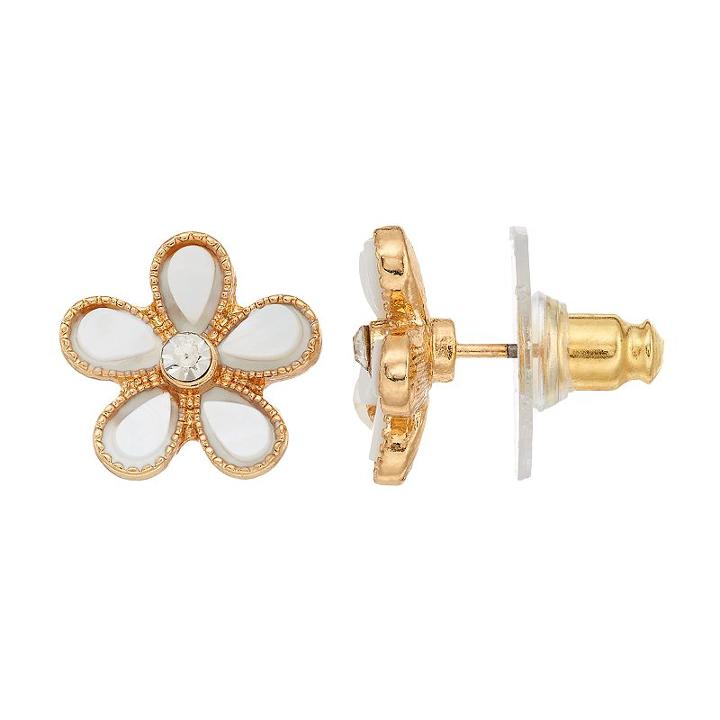 Lc Lauren Conrad Mother-of-pearl Flower Stud Earrings, Women's, White Oth
