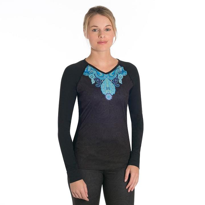 Women's Snow Angel Veluxe Paisley V-neck Base Layer Top, Size: Small, Blue Other